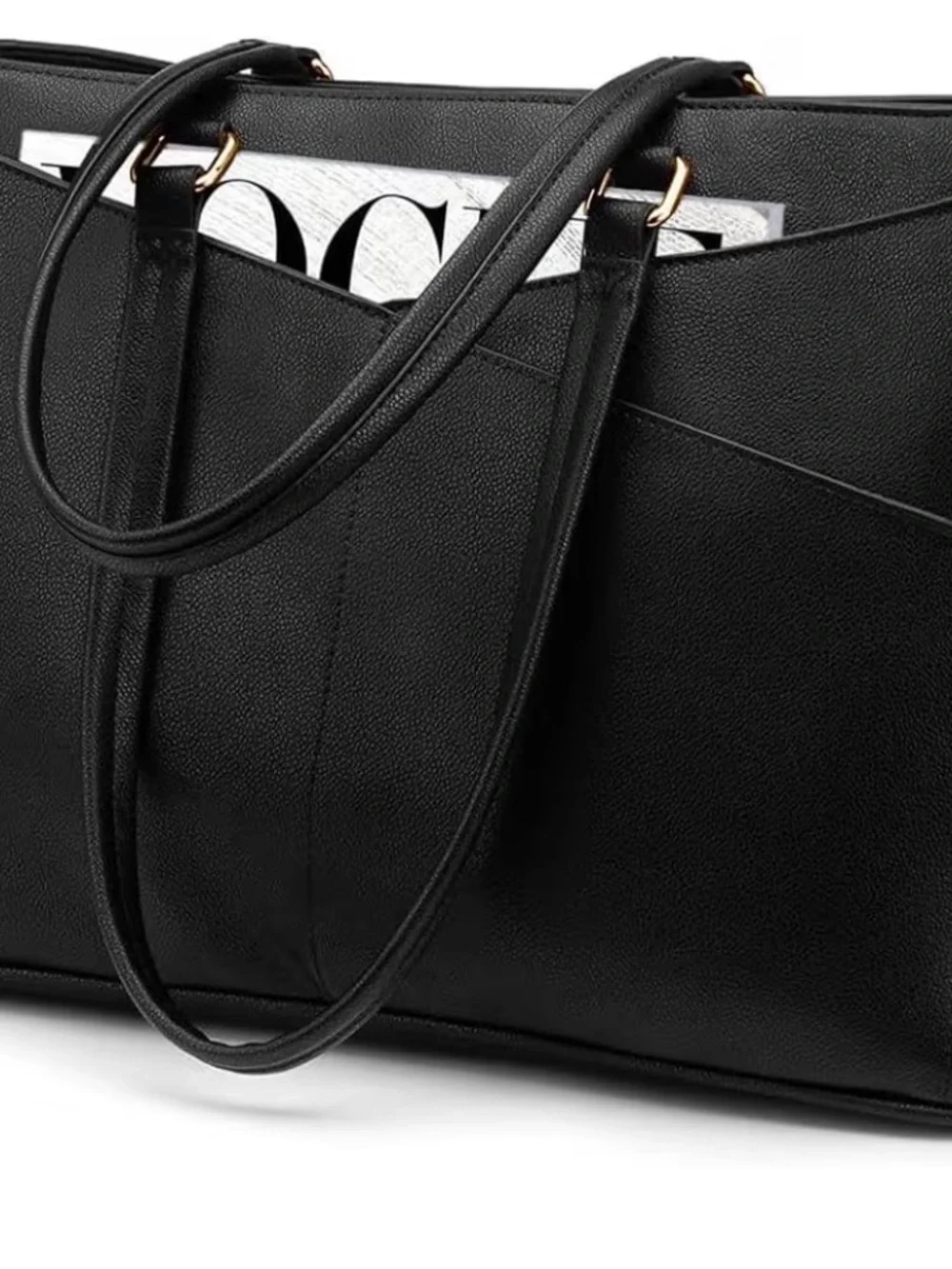 Everyday Black Tote with Front Pocket - Unbranded